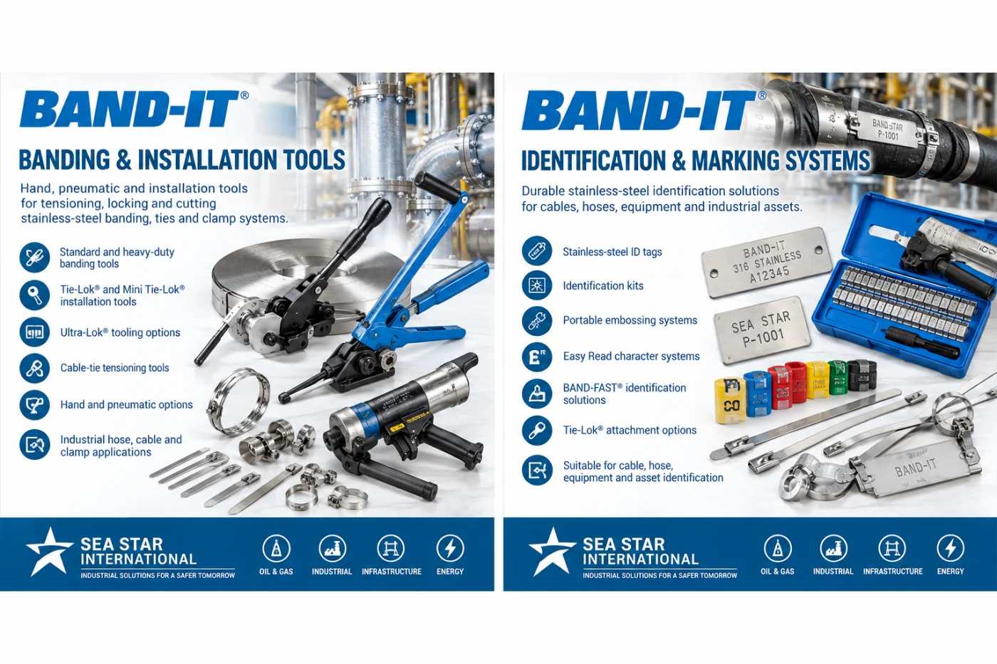 Sea Star catalogue illustration – BAND-IT banding and installation tools