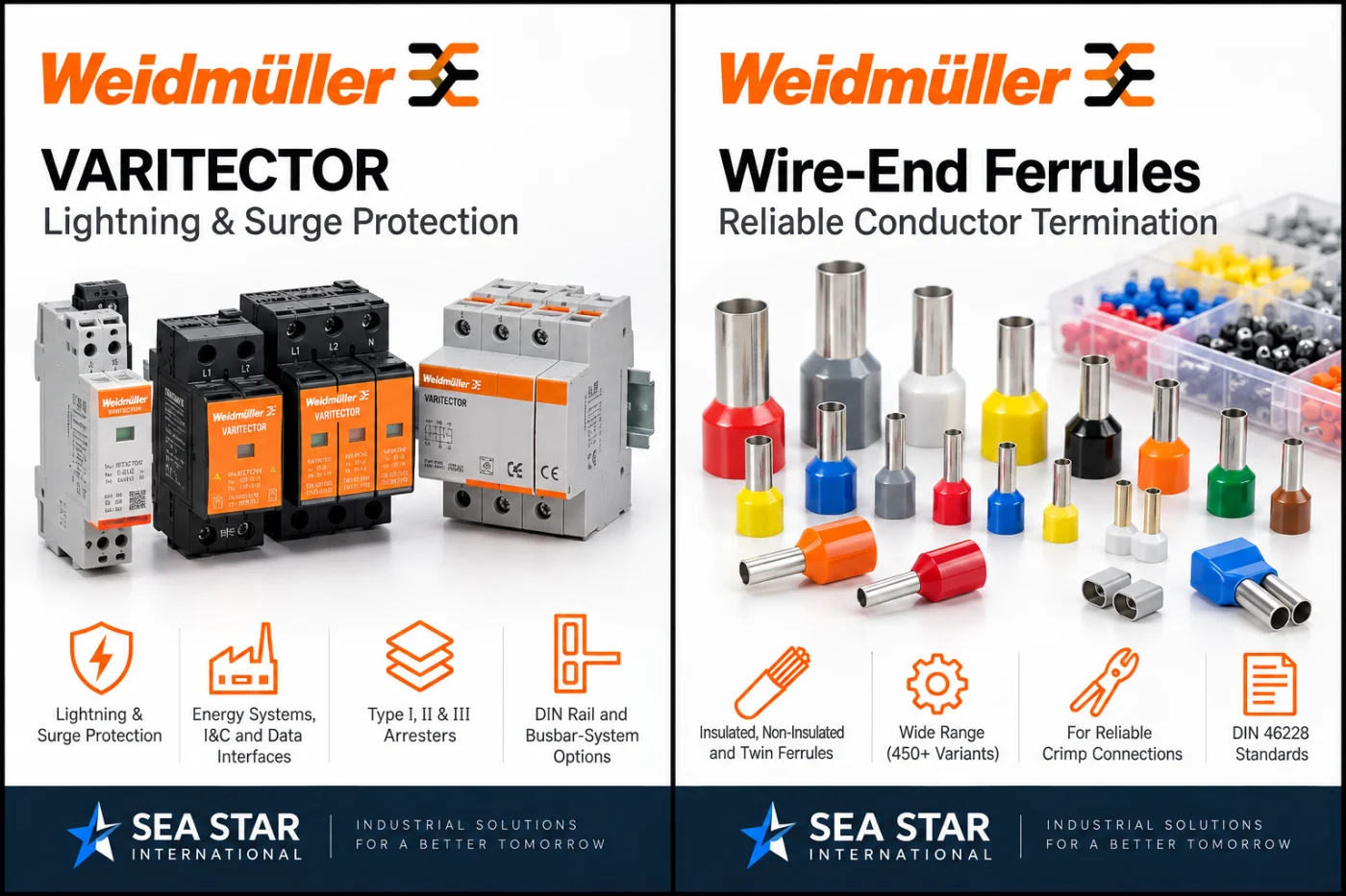 Sea Star catalogue illustration – Weidmüller VARITECTOR lightning and surge protection